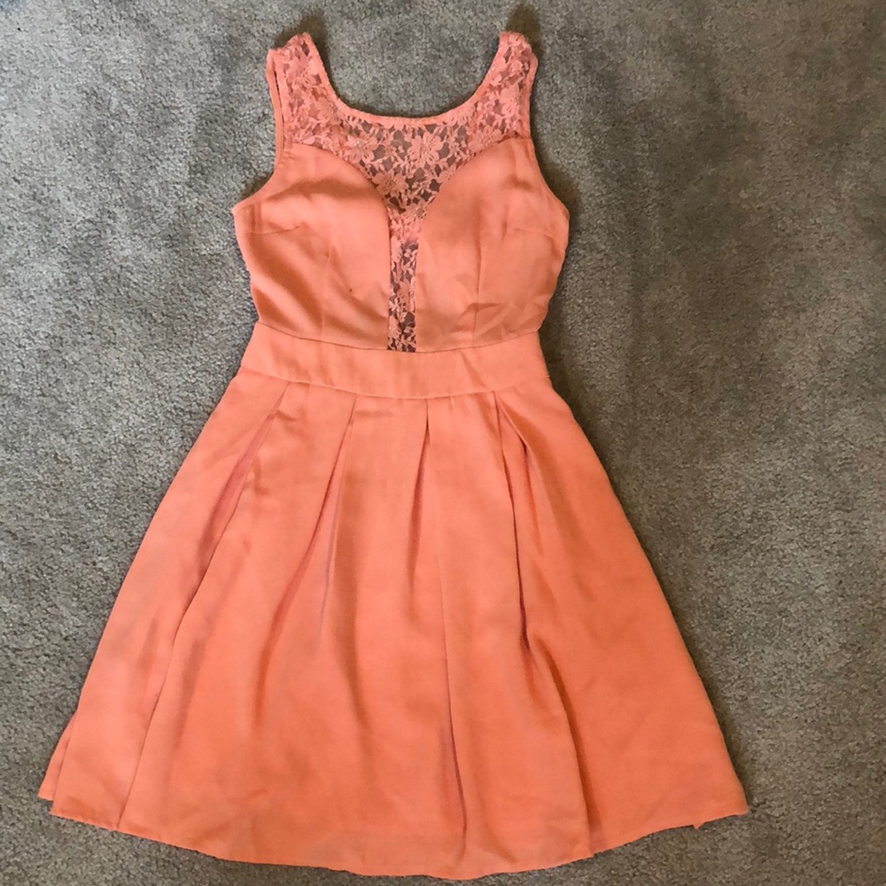 Blush Pink girly dress with mesh inserts and bow